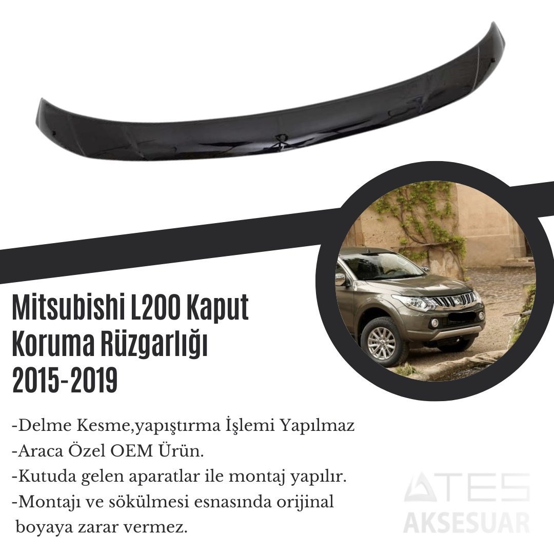 60.jpg Mitsubishi L200 Kaput Koruma Rüzgarlığı 2015-2019 - Görsel 1