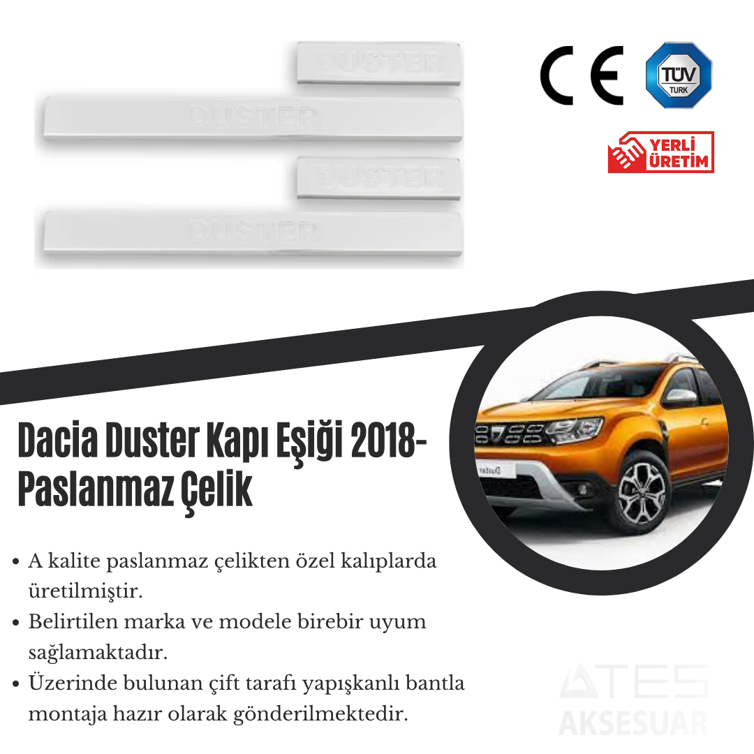 dacia-duster-kapi-esigi-2018-paslanmaz-celik-atesaksesuar.png Dacia Duster 2018 Kapı Eşiği Paslanmaz Çelik - Görsel 1