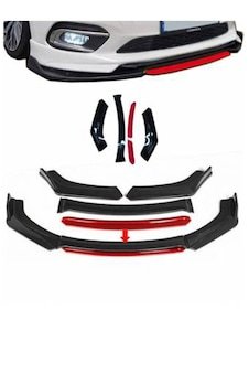 IMG-392884039581189636.jpg Toyota Hilux 2004-2015 4 Parça Kırmızı Ön Ek Piano Black Lip - Görsel 1